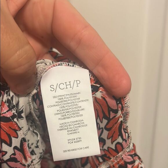 CAbi Small #5730 Floral V-Neck Blouse in Red and Black    
A - Picture 7 of 7